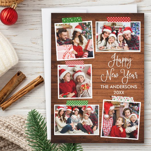 おもしろい書ハッピーニューイヤー木工芸品テープ シーズンカード