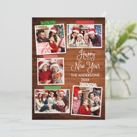 おもしろい書ハッピーニューイヤー木工芸品テープ シーズンカード (スタンド正面)