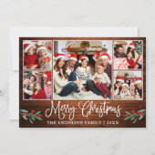 おもしろい書道ウッドホリー5写真クリスマス シーズンカード (正面)