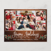おもしろい書道ウッドホリー5写真ハッピーホリデー ポストカード (正面)