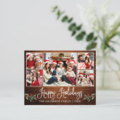 おもしろい書道ウッドホリー5写真ハッピーホリデー ポストカード (スタンド正面)