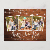 おもしろい書道ウッドライト3フォトハッピー新年 ポストカード (正面)