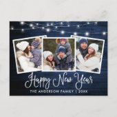 おもしろい書道ウッドライト3フォトハッピー新年 ポストカード (正面)