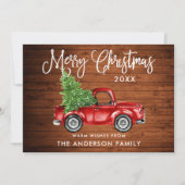おもしろい書道ウッドヴィンテージトラックツリーのクリスマス シーズンカード (正面)