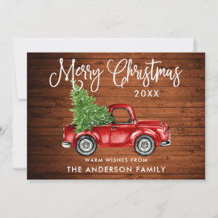 おもしろい書道ウッドヴィンテージトラックツリーのクリスマス シーズンカード