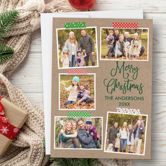 おもしろい書道クラフトグリーンクリスマスクラフトテープ シーズンカード