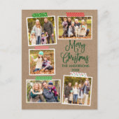 おもしろい書道クラフトグリーンクリスマスクラフトテープ ポストカード (正面)