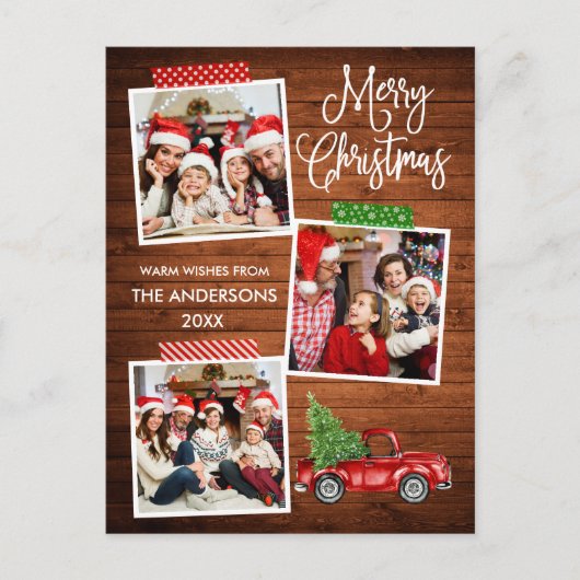 おもしろい書道クラフトテープトラックウッドクリスマス ポストカード (正面)