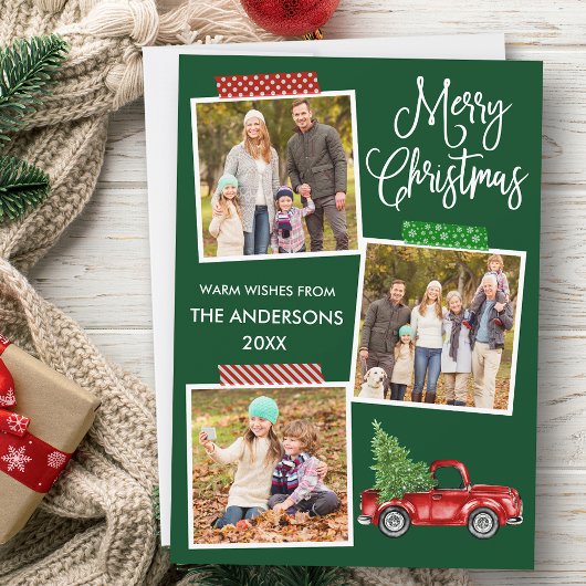 おもしろい書道クラフトテープトラッククリスマスグリーン シーズンカード