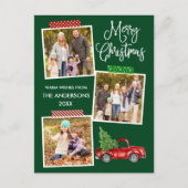 おもしろい書道クラフトテープトラッククリスマスグリーン ポストカード (正面)