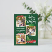 おもしろい書道クラフトテープトラッククリスマスグリーン ポストカード (スタンド正面)