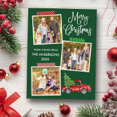 おもしろい書道クラフトテープトラッククリスマスグリーン ポストカード