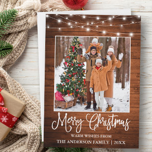 おもしろい書道クリスマスウッドライトフォト シーズンカード