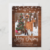 おもしろい書道クリスマスウッドライトフォト シーズンカード (正面)