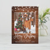 おもしろい書道クリスマスウッドライトフォト シーズンカード (スタンド正面)