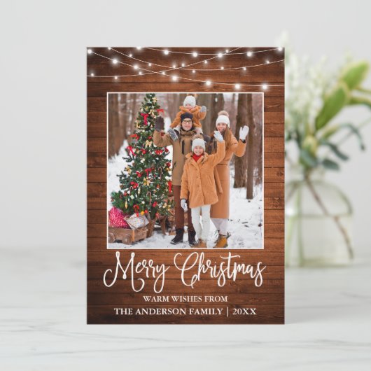 おもしろい書道クリスマスウッドライトフォト シーズンカード (スタンド正面)