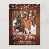 おもしろい書道クリスマスウッドライトフォト ポストカード (正面)