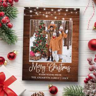 おもしろい書道クリスマスウッドライトフォト ポストカード