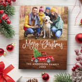 おもしろい書道クリスマスウッドレッドトラック写真 ポストカード
