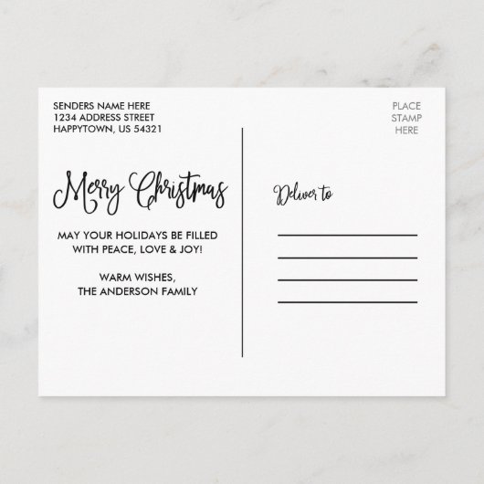 おもしろい書道クリスマスウッドレッドトラック写真 ポストカード (裏面)