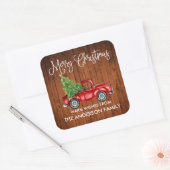 おもしろい書道クリスマスウッドヴィンテージトラック スクエアシール (封筒)