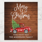 おもしろい書道クリスマスウッドヴィンテージトラック ワインラベル (シングルラベル)