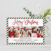 おもしろい書道クリスマスグリッターストライプ3写真 シーズンカード (スタンド正面)