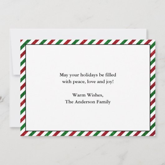 おもしろい書道クリスマスグリッターストライプ3写真 シーズンカード (裏面)