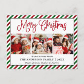 おもしろい書道クリスマスグリッターストライプ3写真 ポストカード (正面)