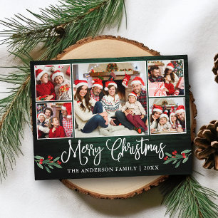 おもしろい書道クリスマスグリーンウッドホリー5写真 ポストカード