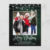 おもしろい書道クリスマスグリーンウッドライト ポストカード (正面)