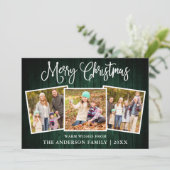 おもしろい書道クリスマスグリーン木材3写真 シーズンカード (スタンド正面)