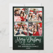 おもしろい書道クリスマスグリーン木材4枚 シーズンカード (正面)