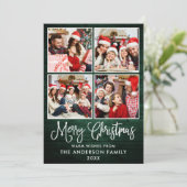 おもしろい書道クリスマスグリーン木材4枚 シーズンカード (スタンド正面)