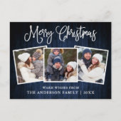 おもしろい書道クリスマスブルーウッド3写真ポスト ポストカード (正面)