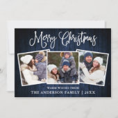 おもしろい書道クリスマスブルーウッド3写真 シーズンカード (正面)