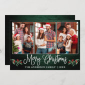 おもしろい書道クリスマスホリーグリーンウッド写真 シーズンカード (正面/裏面)