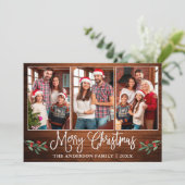 おもしろい書道クリスマスホリ素朴ー木写真 シーズンカード (スタンド正面)