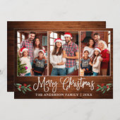 おもしろい書道クリスマスホリ素朴ー木写真 シーズンカード (正面/裏面)