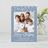 おもしろい書道クリスマスライトフォトブルー シーズンカード (スタンド正面)