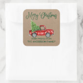 おもしろい書道クリスマスヴィンテージトラッククラフト スクエアシール (バッグ)