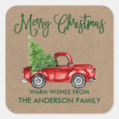 おもしろい書道クリスマスヴィンテージトラッククラフト スクエアシール (正面)