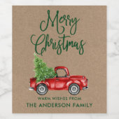 おもしろい書道クリスマスヴィンテージトラッククラフト ワインラベル (シングルラベル)