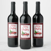 おもしろい書道クリスマスヴィンテージトラックプレイド ワインラベル (ボトル)