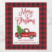 おもしろい書道クリスマスヴィンテージトラックプレイド ワインラベル (シングルラベル)