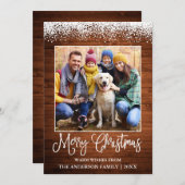 おもしろい書道クリスマス雪の上にフォトウッド シーズンカード (正面/裏面)