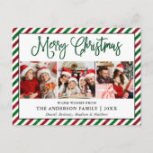 おもしろい書道クリスマス3写真グリッターストライプ ポストカード (正面)