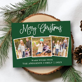 おもしろい書道クリスマス3写真緑 ポストカード