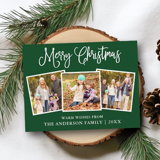 おもしろい書道クリスマス3写真緑 ポストカード