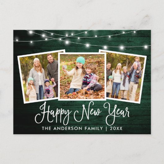 おもしろい書道グリーンウッドライト3写真新年 ポストカード (正面)